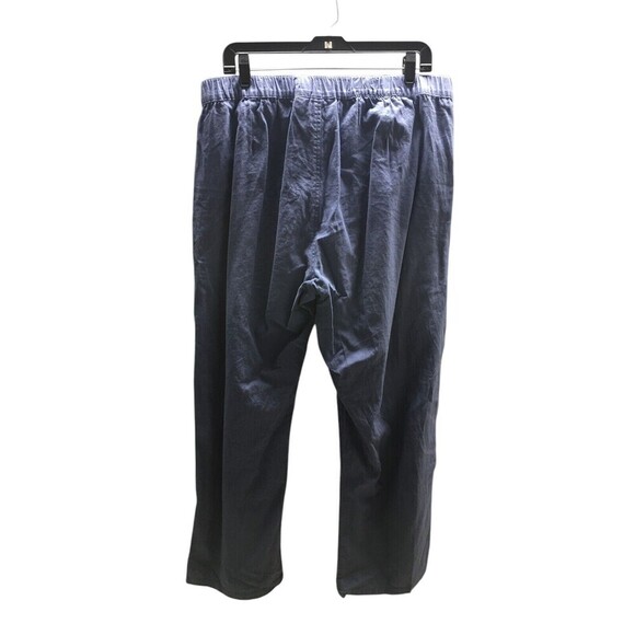 The Vermont Country Store Pants Women's Size Large Blue Linen Cotton Drawstring - Picture 2 of 6